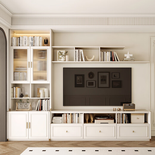 Personalización de gabinete de televisión de Sofía de estilo Europa Gabinete de pared Combinación Gabinete de almacenamiento Sala de estar Gabinete de televisión Piso de membresía de pared a pared