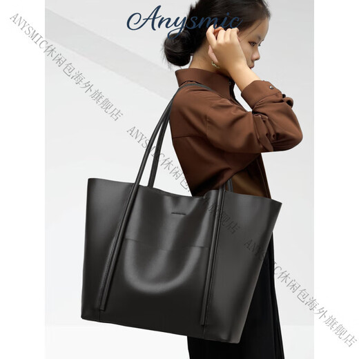 ANYSMIC包包女包奢侈品牌单肩包女托特包2025新款时尚百搭大容量真皮女包 咖啡色