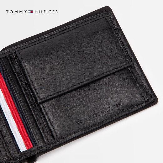 TOMMY HILFIGER Chinese Valentine's Day gift 25 new autumn and winter men's business casual portable cow leather ID card holder wallet black BDS OS