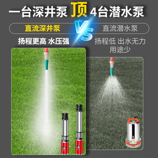 Shusheng DC deep well pump 24v battery submersible pump 48V60V72V electric vehicle high-head small agricultural pump 1500W [4872v] 15m wire 10m canvas tube [German permanent magnet strong motor]