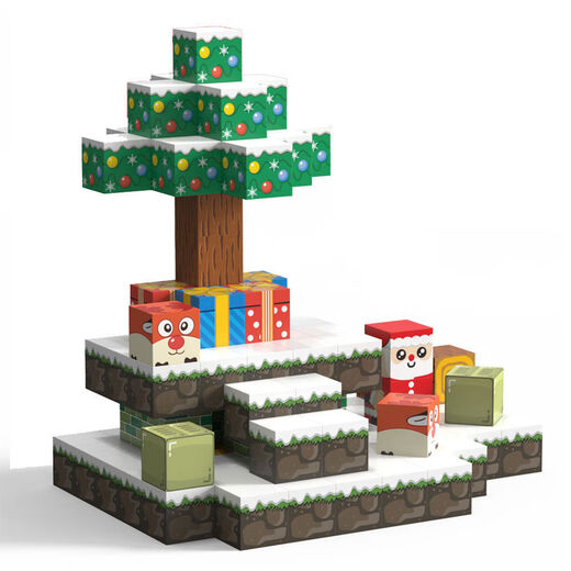 Shantoulin Village Weihnachtsgeschenk grenzüberschreitend Weihnachtsmagneter Square My Four Realms MC Game Peripheral Children's Building Blocks 8 Spielzeug FD13661 Malio 150pcs2cm