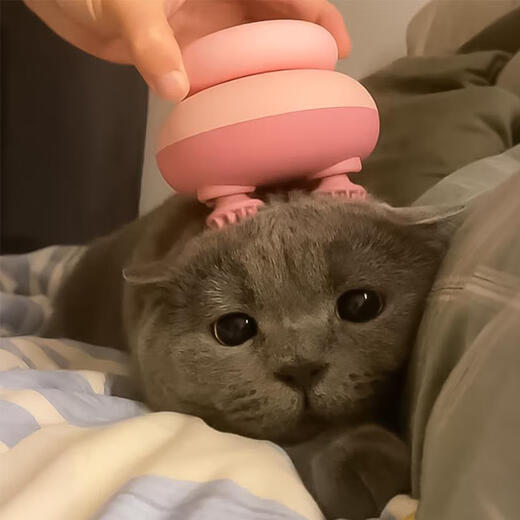 Jingmengyuan Cat Massage Head Artifact Pet Automatic Massage Instrument Dog Tickle and Grooming Massager for Cats and Dogs Pink
