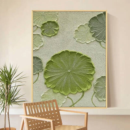 Village de Shantoulin Good Luck Lotus Lotus Pendant Chinese Style Texture Texture Painting Quartz Sand Diy Digital Painting Dupter Match-Colored Material Lotus PEINTURE DÉCORATIVE QX12625 TEXTURE PEINTURE ENVOYER UN SET PEINTURE D'OUTILES DE PAIEMENT 30 * 40 cm Cadre intérieur en bois massif d'épaisseur
