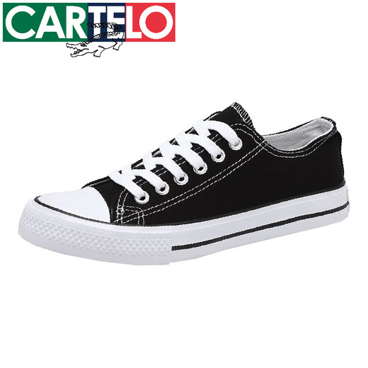 Katile Crocodile Spring Schwarz Neue Leinwandschuhe Herrenschuhe Low Top Männer lässige weiße Schuhe Trendy Student Sports Schuhe Männer männlich x6624 Schwarzer Schwarz (Standardgröße) 45