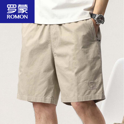 
ROMON men's shorts in summer new Japanese workwear mid-trousers Shawn Yue loose pure cotton casual trendy five-point pants 9221 dark blue XL Recommended 130-150Jin [Jin equals 0.5 kg]