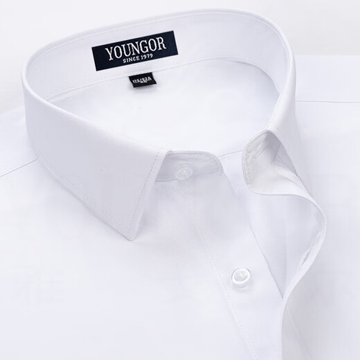 Yageor flagship official store short-sleeved shirt men's iron-free business casual professional versatile formal dress striped solid white shirt comfort blue plaid (DX6626) 43 (suitable for 160-175 Jin [Jin equals 0.5 kg])
