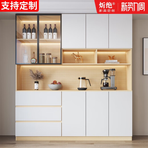 Oppei sideboard integrated with wall modern simple living room cabinet restaurant tea cabinet wine cabinet storage storage cabinet style 12200*40*220 SF Express installation 3 doors