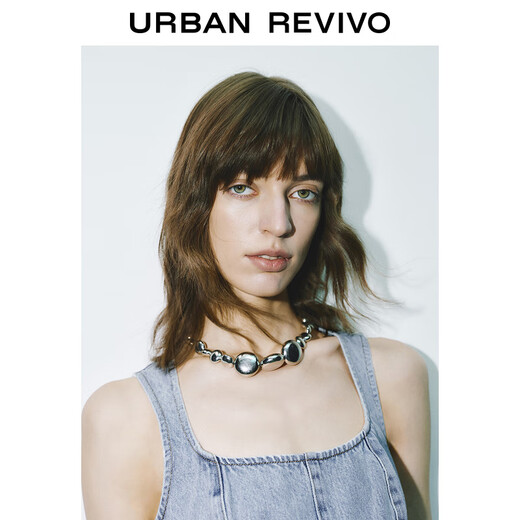 UR summer new women's fashion retro casual ruffled sleeveless denim shirt UWG850116 blue XS