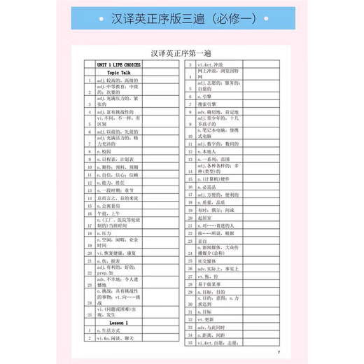 High School Compulsory Question Print Book 2024 New Edition Senior One English Vocabulary Dictionary Book Beijing Normal University Edition High School English Compulsory Elective Textbook 2024 New Edition BSD Elective 12344 Books