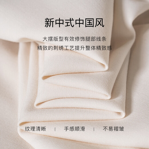 
ROEYSHOUSE new Chinese style embroidered dress for women 2025 summer new elegant round neck large hem skirt 12156 off white XL
