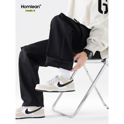 Homlean美式工装裤男春夏防风潮流机能风直筒休闲长裤子2350黑色XL