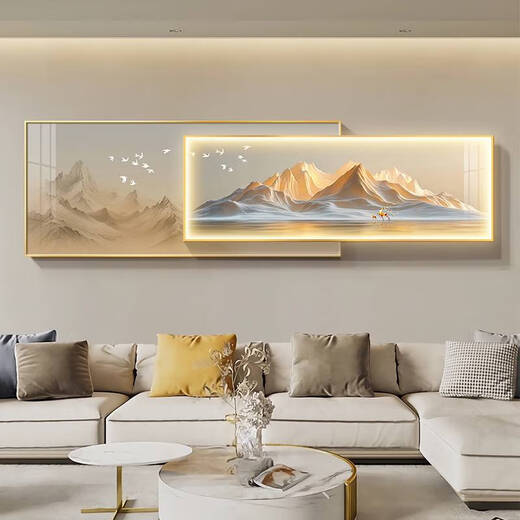 Yonghuan Rizhao Jinshan Salon Sofa Fond Decoration Mur Painting Light Luxury Mural Light Painting convient aux grands peintures suspendues murales blanches. Retour à YouShan B Style 33 * 80 + 26 * 80 = chevauchement de longueur totale 12035 mm en aluminium