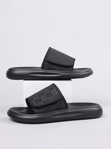 
GY Jinlilai slippers men's trendy summer wear 2025 new flip-flops soft sole anti-odor beach shoes popular men's shoes black 6189 38