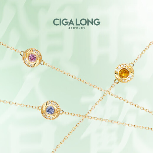 Long Zijia CIGALONG Long Zijia twelve birthstones pearl amethyst bracelet 18K gold new Chinese style jewelry March-Aquamarine