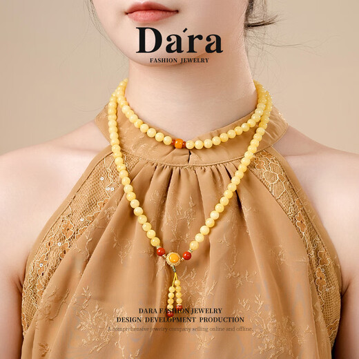 Dara multi-circle beeswax bracelet with 108 pieces of Russian white flower wax and southern red agate necklace Chinese Valentine's Day gift for girlfriend