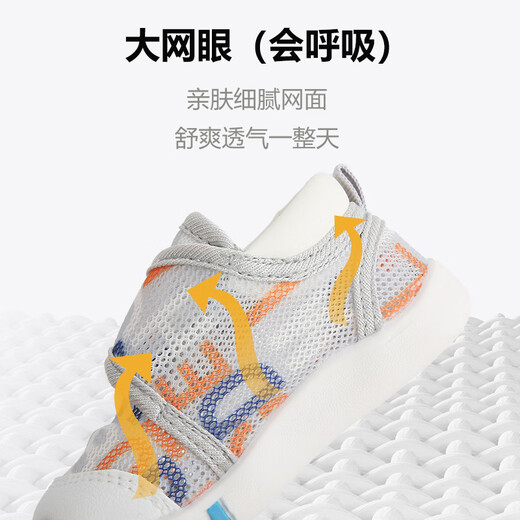Tombeck baby toddler shoes mesh shoes spring and autumn 1-3 years old non-slip breathable mesh children's shoes gray letter 19