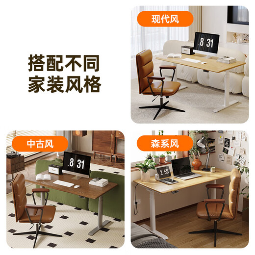 Lege Electric Lift Desk Computer Desk Standing Office Study Desk Writing Desk E6/1.4m Solid Wood Ash Wood Color