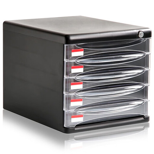 Gabinete de almacenamiento de escritorio de archivo deli gabinete de cajón de plástico transparente de 4 capas de 5 capas suministros de oficina 9794-negros (4 capas)