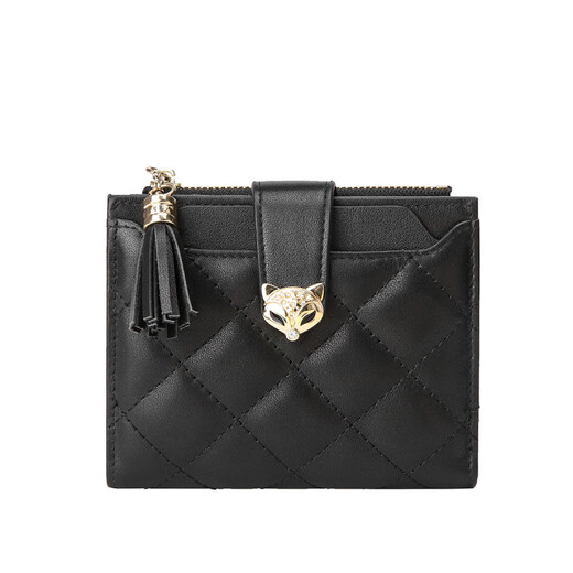 Golden Fox (Foxer) Top -Layer Cowide Damen Brieftasche große Kapazität Kurzkartentasche Geld Kicker