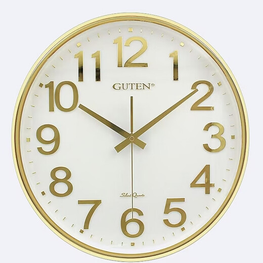 GUTEN wall clock (GUTEN) wall clock large living room school simple round quartz wall clock conspicuous large font wall clock 3883 matte black ____ diameter 34 cm others