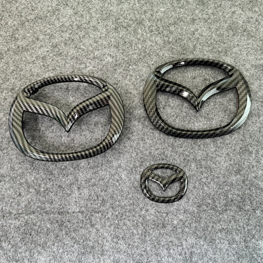 Manman eignet sich für Mazda 6 Atez Vorder- und Heck -Logo Lenkrad Logo Modifiziertes schwarzes Aussehen bedeckt dekoratives Logo 1416 Atez vordere und hintere Logo hell Schwarz