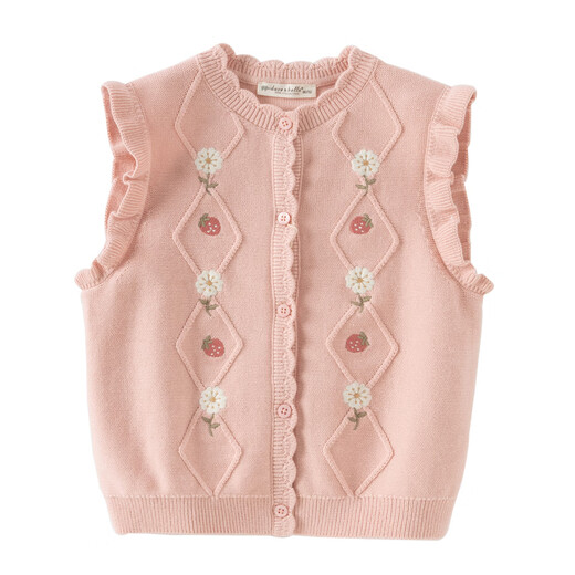 David Bella (Dave/Bella) Kinderpullover-Strickjacke 2025 Girls 'New Strick Weste Baby Girls Herbst Vest Children's ärmellose Topgrau Pink [Spot] 73 cm (empfohlene Höhe 66-73 cm)
