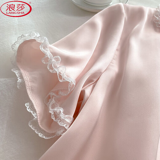 
LangSha (LangSha) ice silk pajamas for women in spring and summer thin cool shorts ins sweet lace lace home clothing set YFY-9904 [high-quality silky fabric] M [recommended 80-100Jin [Jin equals 0.5 kg]]