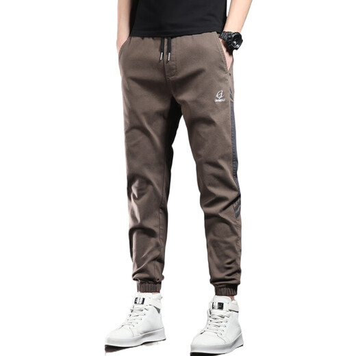 
Playboy (PLAYBOY) summer thin casual pants for men's trendy brand loose tying foot sports pants 2025 new summer workwear Harem pants 9859 black XL size 32-33