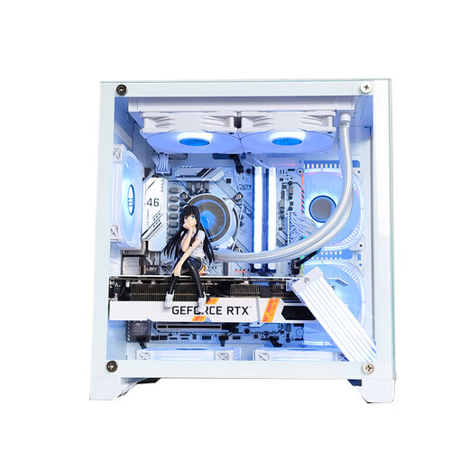 Wanjia Gu Yongzhe MINI weißes Computergehäuse Desktop MATX Zimmer mit Meerblick, 240 integrierte wassergekühlte, vollseitig transparente ITX-Desktop Gu Yongzhe MINI weiß + Prisma weiß RGB sieben Lüfter