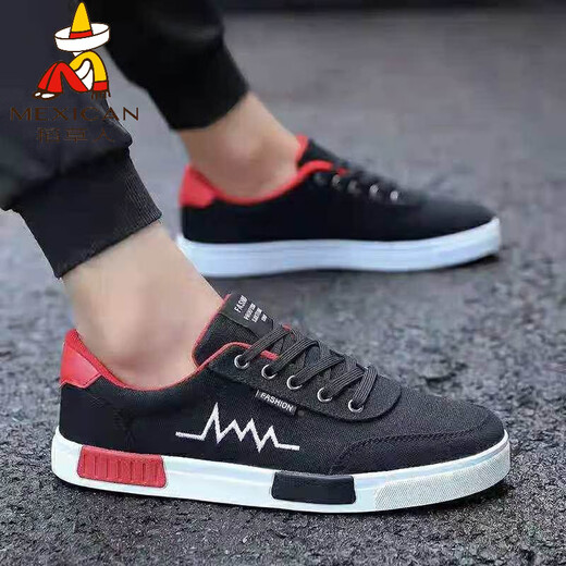 
Scarecrow (MEXICAN) 2025 summer new canvas shoes men Korean style trendy men's board shoes student versatile cloth shoes breathable trendy shoes men's shoes 6636 black and white 44