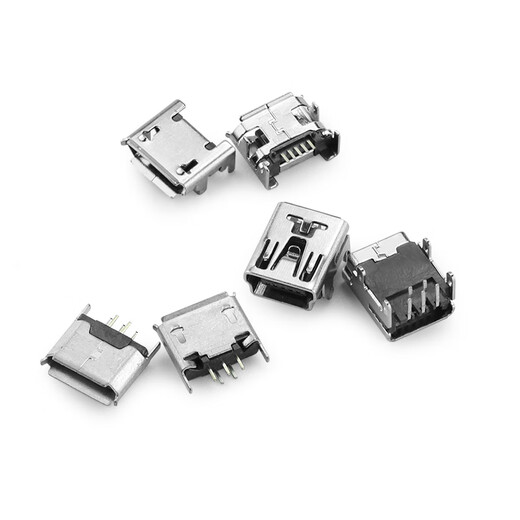 Huijun USB female socket connector male square port type-c connector MICRO connector socket connector type A type B straight plug patch USB-B type female socket 5 pieces