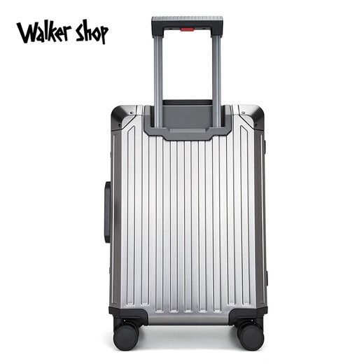Walker Shop品牌【全铝镁合金】拉杆箱大容量行李箱金属万向轮男女旅行箱 铁灰色 卡扣 20英寸