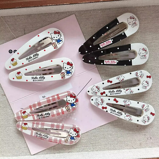 Girly Heart Sanrio Hello Kitty Water Drop BB Clip Fun Hair Clip Bangs Side Clip Versatile Small Fresh Hair Accessories for Women Hello Kitty BB Clip 4 Pack