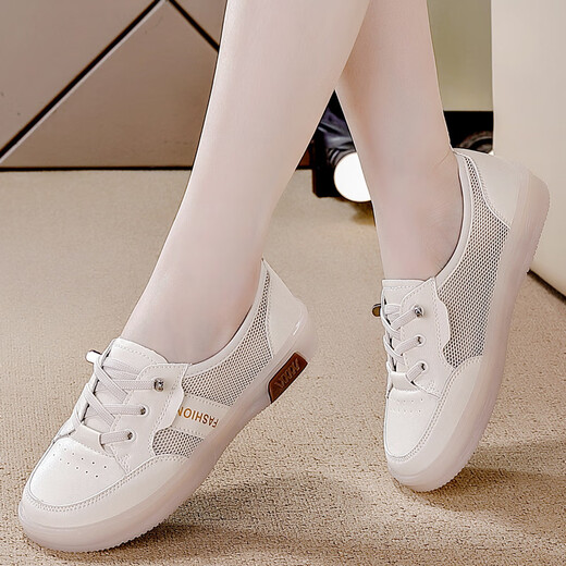 Woodpecker White Shoes for Women 2025 Summer NUEVA MEHA ANTERENTE DESAUPABLE DE UNA PIES SOLO SOLO SOLO CAVILLO CORRALES FORMAS BEIGE 35