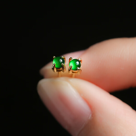 Oriental Jade Exquisite Niche Versatile S925 Silver Inlaid Imperial Green Jade Earrings Stud Earrings for Women Birthday Gifts for Women