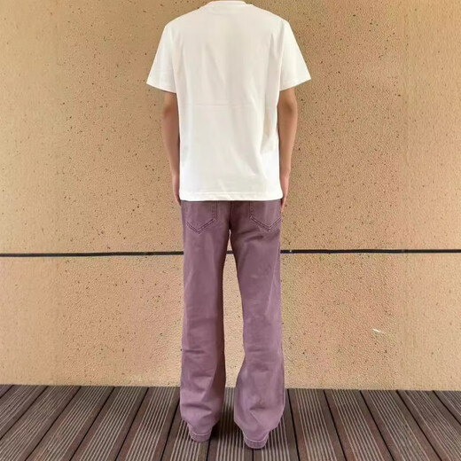 LA海澜之家同款个子显高炸街裤子高街vibe美式绝绝紫色牛仔裤小众直 1098紫色 XL