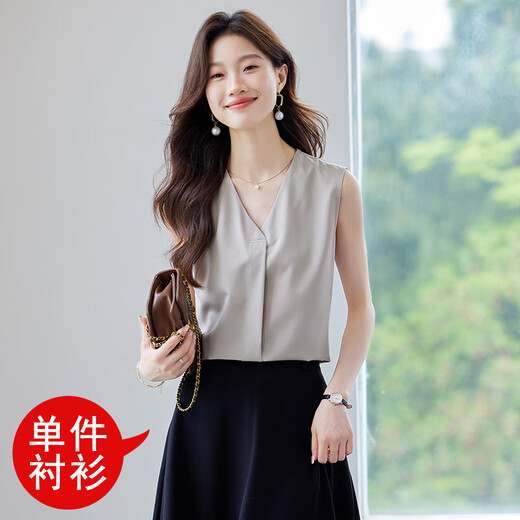 烟浔白色短袖衬衫女2025夏季新款设计感小众减龄衬衣法式休闲百搭上衣 单件9889杏色衬衫 S 适合85-95斤