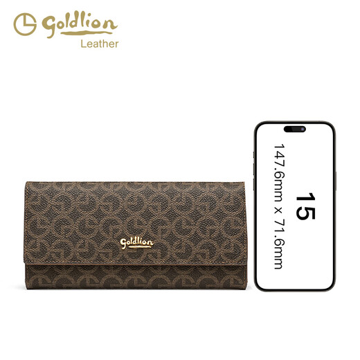 GY goldlion金利来钱包女新款印花时尚百搭简约小众设计感长款多卡位拉链卡包 米白