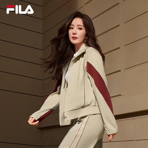 FILA 杨幂同款|斐乐官方时尚女装针织长袖外套2025秋新款休闲宽松上衣 潮汐泡沫灰-GY M 165/84A/M