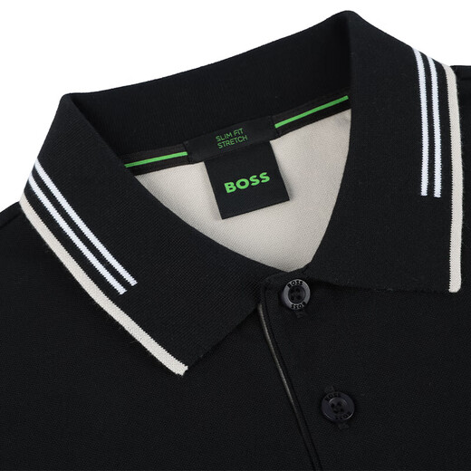 雨果博斯（HUGO BOSS）奢品男装 BOSS徽标简约短袖翻领上衣男士商务POLO衫 50506193 黑色 2XL