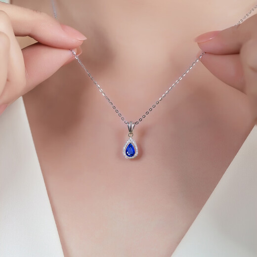 Tingliang 0.6 carat royal blue sapphire pendant 18K gold diamond colored gemstone necklace Chinese Valentine's Day single pendant