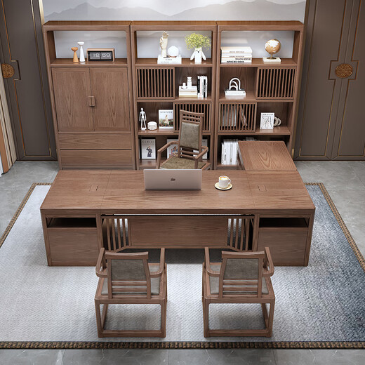 New Chinese style office desk and chair combination all solid wood boss desk president desk simple modern executive desk office furniture 1.8m desk