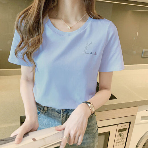 Duvanis T-shirt féminin à manches courtes Vêtements d'été 2025 Nouveaux t-shirts à manches à manches courtes pour les femmes 6172 Smoky Purple M (recommandé 80-105 Jin [Jin est égal à 0,5 kg])