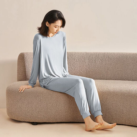 雅鹿轻奢感睡衣女2025新款莫代尔情侣圆领套头束脚可外穿家居服 大红【683T女款】 S