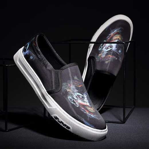 Heyu pedals lazy shoes men summer Korean version sail rubber shoes printed fashionable men casual bean bean loafer shoes men H11967 style 38