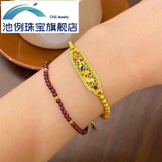 Chi Ling's new Chinese-style Phoenix Laiyi hand bracelet, sand gold bracelet, inherits the ancient method of versatile and simple gold beads, national fashionable women