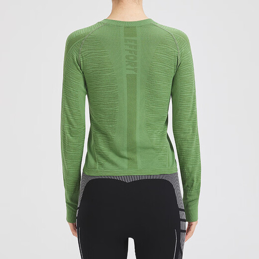 2025LULU same style women's sports long-sleeved T-shirt seamless outdoor round neck yoga fitness wear running Pilates pine forest green small waist XL