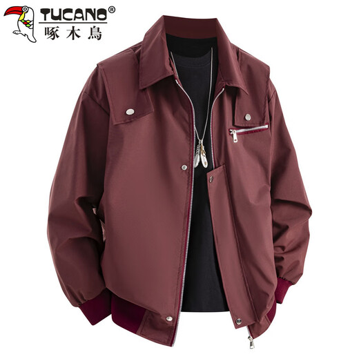 
Woodpecker (TUCANO) jacket men's jacket men's spring and autumn outdoor lapel American retro loose trendy workwear men's burgundy XL