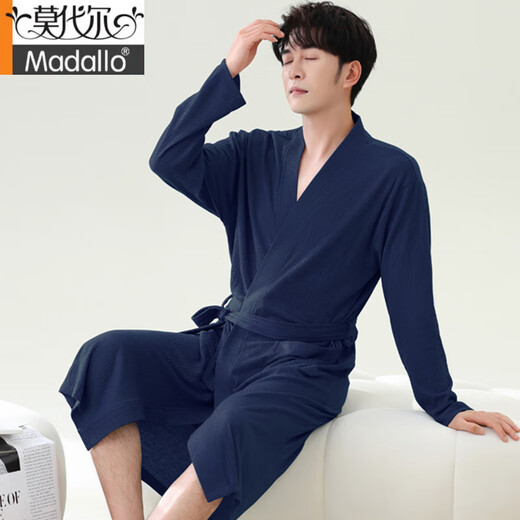 
Modal waffle bathrobe men's spring and autumn pure cotton medium-length men's nightgown 2025 new water-absorbing integrated bathrobe LJ16822 M [weight 100-120Jin [Jin equals 0.5 kg]]