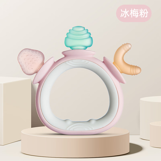 HIHIDEFRIENDS baby silicone molar stick chewing glue small month old baby anti-eating hand artifact training handshake grasp oral teething gum ice plum powder